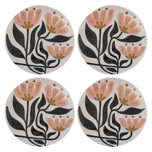 Image of Karma, 8.75 inches Melamine Salad Plates Set of 4, Reusable Dishwasher Safe Plates for Outdoor and Indoor, Mod Floral