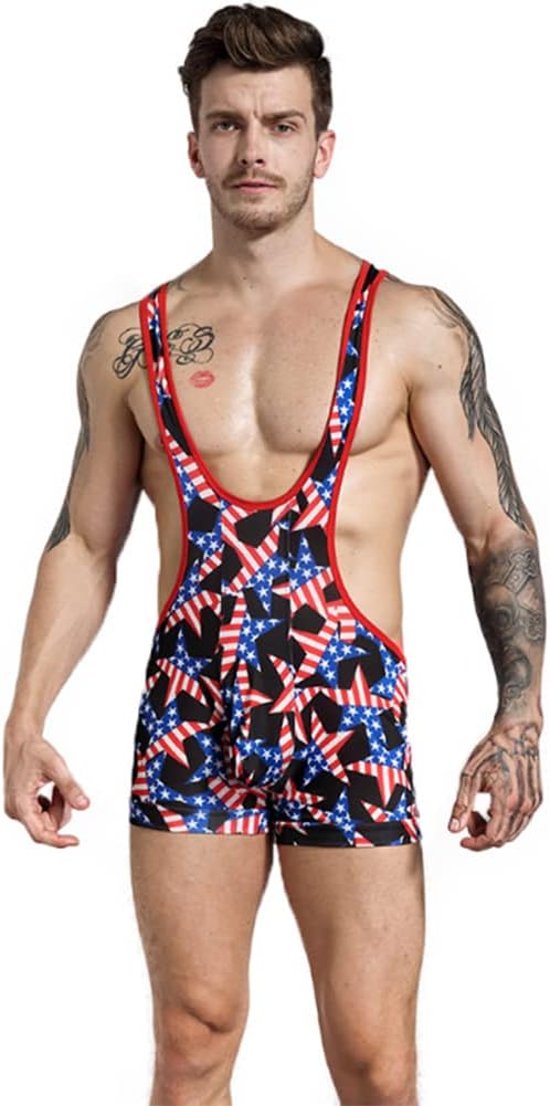 Shapewear Men's Singelt Mankini Bodysuit Jockstrap Sexy Mesh Strap Jacquard Boxer Underwear