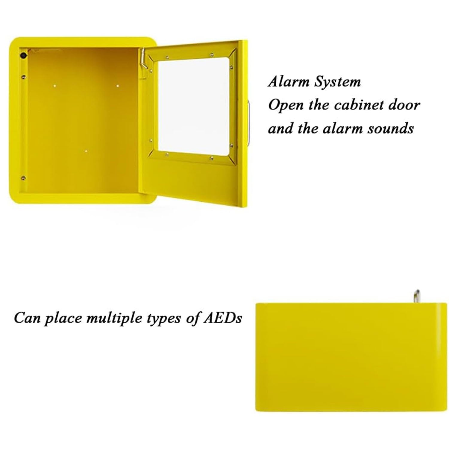 AED Defibrillator Wandschrank mit Alarm – transparentes Glasfenster, abgerundete Ecken, ideal für Zuhause, Büro und öffentliche Bereiche