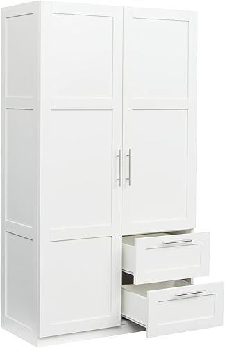 Miniatura 4 de CNPRAZ High Wardrobe and Kitchen Cabinet with 2 Doors 2 Drawers and 5 Storage Spaces Durable and Sturdy Frame Versatile and Easy to Assemble White