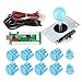 EG STARTS Zero Delay Arcade DIY Poignée Kit Pièces USB Encoder pour PC Jeux 5 Broches Joystick + 24mm 30mm Boutons Poussoirs Pour Arcade Cabinet Mame & Raspberry pi 2 3B Modèle Projet (Bleu)