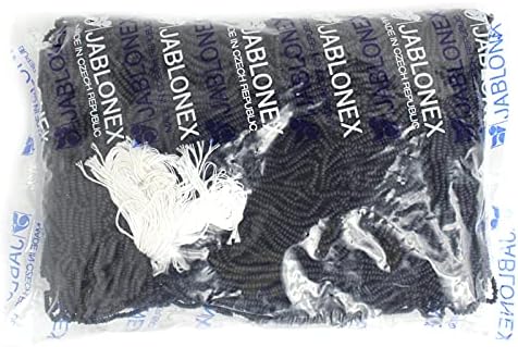 Czech Glass Seed Beads 11/0 (2.1mm Diameter) Opaque Black Matte Strung DIY Jewelry Making Beadss - 500g Bulk Bag by Preciosa (Jablonex)