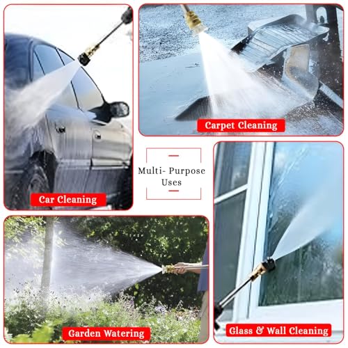 Image of OEM Portable Cordless Washer Gun 48V with Two 6 Ah Batteries, Extension Rod, Inlet Pipe, Foam Pot, Water Connector, Charger & Water Filter for Car, Home & Garden Cleaning