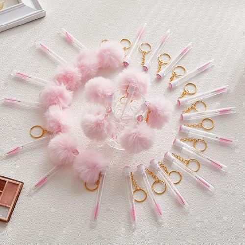 Upgrade 48 Pcs Disposable Mascara Wands Set Crystal Eyebrow Spoolies,Light Pink