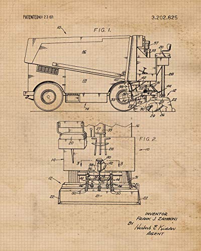 Vintage Hockey Patent Prints, 6 (8X10) Unframed Photos, Wall Art Decor Gifts Under 20 For Home Office Man Cave Garage Shop College Student Teacher Coach Winter X-Games Team Champion Sports Fan #TOP2