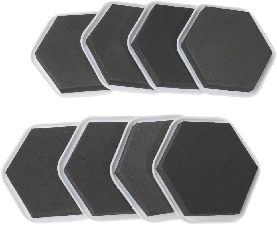 Hexagonal Furniture Glides 8 Pcs Set Reusable Furniture Movers Heavy Duty Sliders for Carpet Wood Tile Floor Protector Pads Slip Under Furniture Legs Scratch Resistant