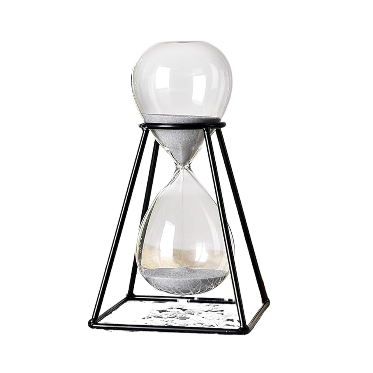 Reloj de Arena Adorno Reloj De Arena Reloj De Arena Temporizador Decoración Creativa Vidrio De Reloj De Arena De Metal for El Hogar, Escritorio, Decoración De Oficina(Black)