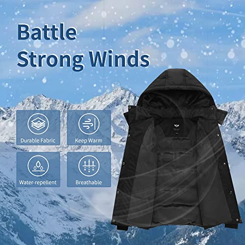 Ggleaf Girl's Hooded Warm Winter Coat Quilted Thicken Puffer Jacket With Removable Hood Black 8 #TOP2