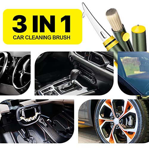 Sardvisa 3 In 1 Car Detailing Brush With Window Breaker And Tire Cleaning Hook, Auto Interior Cleaning Brush, Aluminum Alloy Multifunctional Car Cleaning Tool (Combination) #TOP1