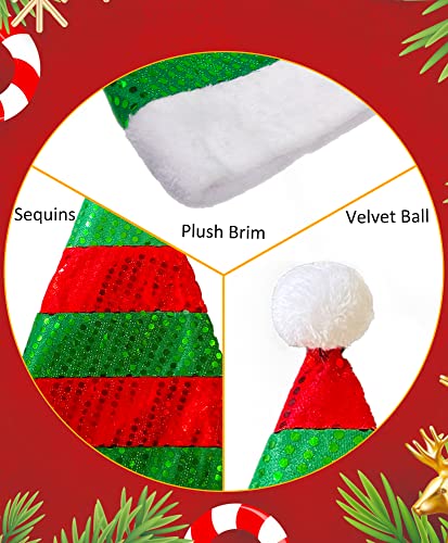 Chicya Santa Hat Adults Unisex Christmas Hat Xmas Holiday Fiesta Party Supplies, Velvet Cozy Santa Hats With Sequin For Christmas New Year #TOP2