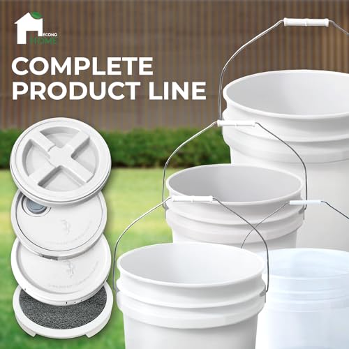 3.5-Gallon White Bucket Pail with Gamma Seal Screw on Airtight Lid, Heavy-Duty 90MIL Extra Durable, Food Grade, Metal Handles with Plastic Grip for Easy Carrying, Easy Stack & Store, BPA Free - 3 Pack - Thumbnail 6
