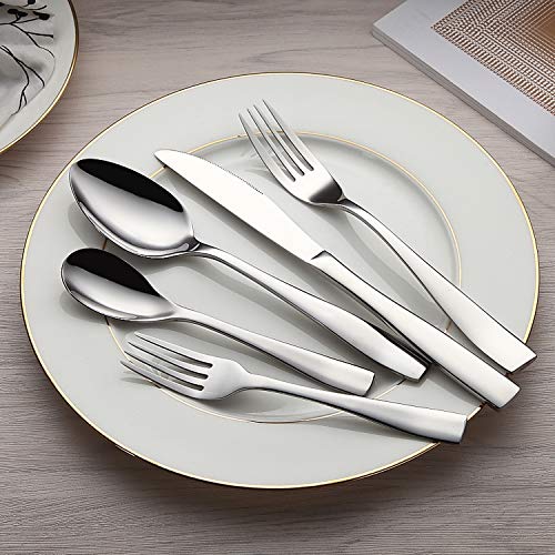 Ferfil Flatware Set, 20-Piece Cutlery / Silverware / Tableware Set Service For 4, Include Knife/Fork/Spoon, Mirror Polished, Dishwasher Safe #TOP4