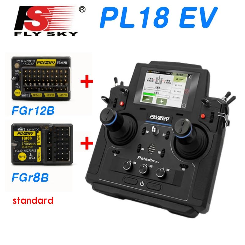 TOUCAN RC HOBBY Flysky Pl18EV - Sistema de transmisor inalámbrico con receptor FGR8B y FGR12B para barcos RC y camiones hidráulicos RC
