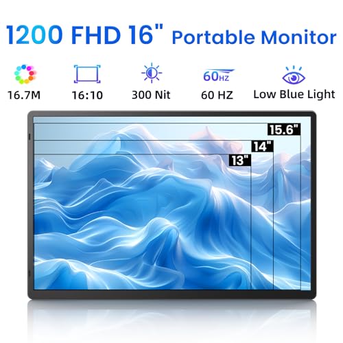 Image of Portable Monitor for Laptop - Laptop Screen Extender HDMI USB C Travel External Display with Stand Gaming Monitor for PC MAC Switch Phone Computer Xbox PS4 /5 - D1