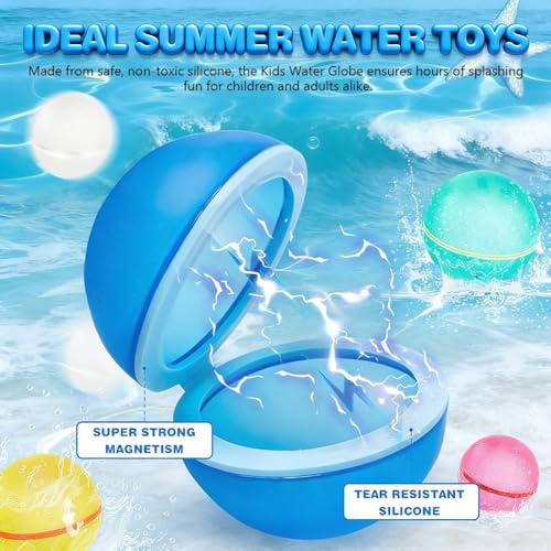 Miniatura 5 de Bombas De Agua Reutilizables,18pcs Globos De Agua Reutilizables, Con Bolsa De Red, Juguetes De Piscina, Actividades Al Aire Libre, Juegos Acuáticos