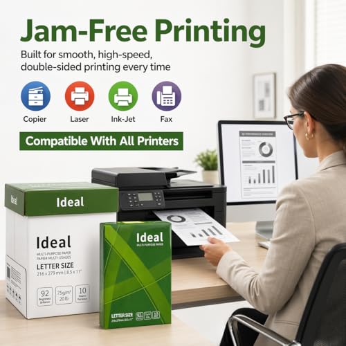 Ideal Multipurpose Copy Paper, Letter Size 8.5 x 11 in, 20 lb / 75 GSM, 97 Brightness, 6 Reams / 3,000 Sheets, Jam-Free for Laser, Inkjet, Copier & Fax, PEFC Certified (6 Reams - 3 image 4