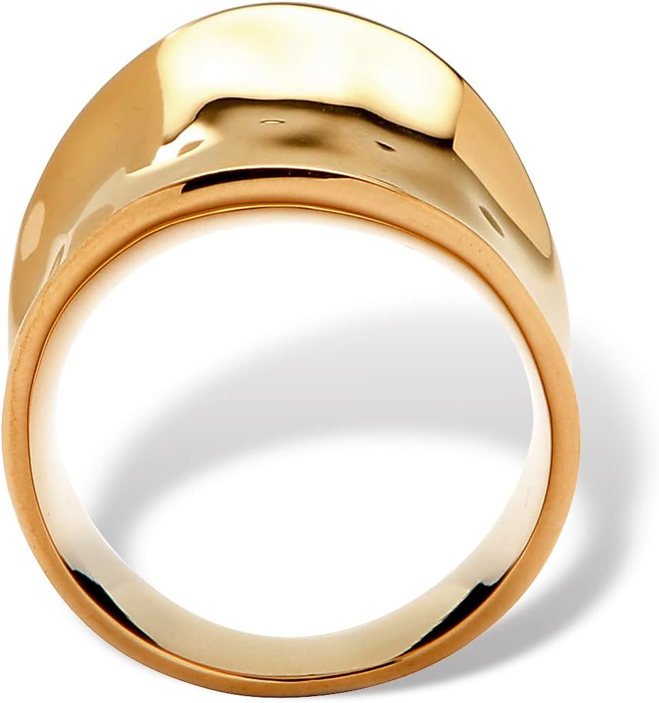 Palm Beach Jewelry PalmBeach Yellow Gold-Plated Hammered Concave Cigar Ring (5.5mm) Sizes 5-10