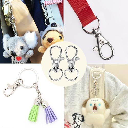 Schlüsselanhänger Karabiner Schlüsselring Edelstahl 40Stk Zinklegierung & Edelstahl Set für DIY Handwerk Haus, Auto, Sport – Ringe Karabinerhaken mit Drehgelenk (Silber 40pcs)