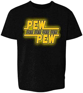Pew Pew Logo SciFi Funny Youth Kids Girl Boy T-Shirt