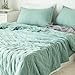 KASENTEX Ultra Soft Quilt-Coverlet-Bedspread-Blanket-Set Machine Washable, Lightweight All Season Quilts, Nostalgic Design - Solid Color Bedding Sets (Queen Size + 2 Pillowcase Shams, Green)