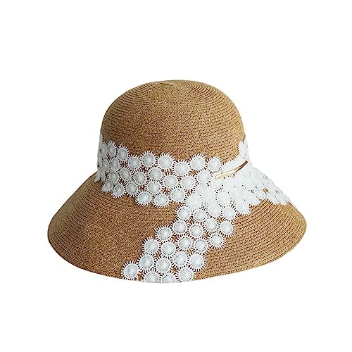 Chapeau rétro grand bord en fibre de dentelle artisanale pour femme