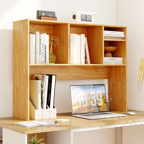 Image of Tangkula Desktop Bookshelf, Countertop Storage Hutch with 4 Shelves for Computer Desk, Desktop 2-Tier Display Rack, Multipurpose Wood Desk Hutch Storage Organizer for Dorm Office Home