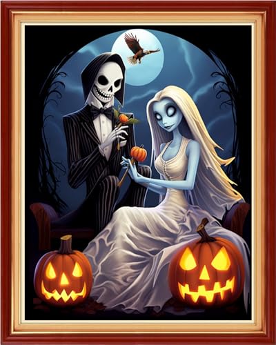 Image of Foxhool Stamped Cross Stitch Kits,11CT Printed Cross Stitch Pattern Full Embroidery Kits for Beginner Needlepoint Kits-Funny Couple 16x20 inch