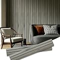 NovaGrid Board 4PCS 3D Acoustic Slat Wall Panel Fluted Textured Panel Solid-Thin-Round Design for Interior Ceiling and Decoration 118"x6.5" (Grey)