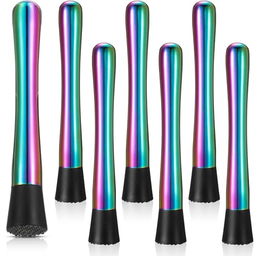 Suclain 6 Pieces Muddler for Cocktails Stainless Steel 8" Long Cocktail Muddler Fruit Crusher Bartender Tool for Home Bars Making Lemonade Mojito Fruit Ice Drink Accessories