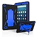 Amazon Fire 7" 2017 Case, EpicGadget(TM) 7th Generation Fire 7 Heavy Duty Hybrid Case Full Protection Cover with Kickstand For Fire 7 inch Display + Screen Protector and 1 Stylus (Black/Blue)