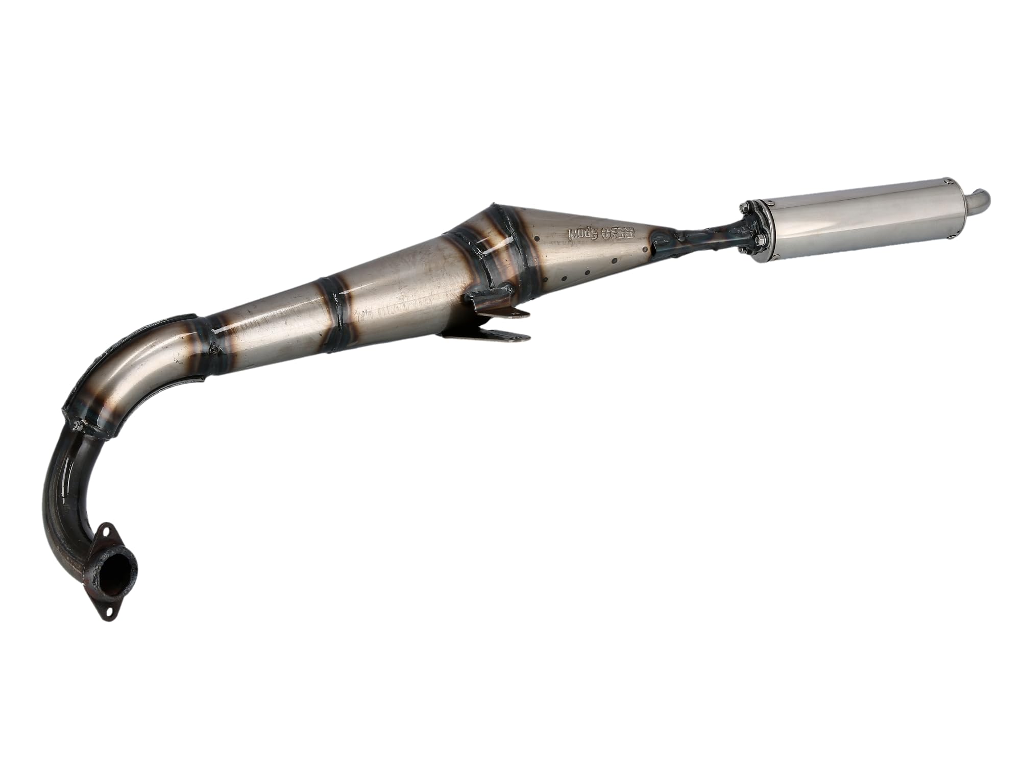 Rennauspuff RESO C32 Sport Auspufftopf mit Kugelflanschanschluß Ø32mm Krümmer