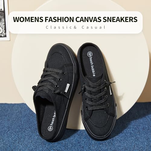 Image of hash bubbie Women's Mules Slip on Sneakers Canvas Tennis Shoes | backless summer close toed sandals non slip on walking casual comfortable