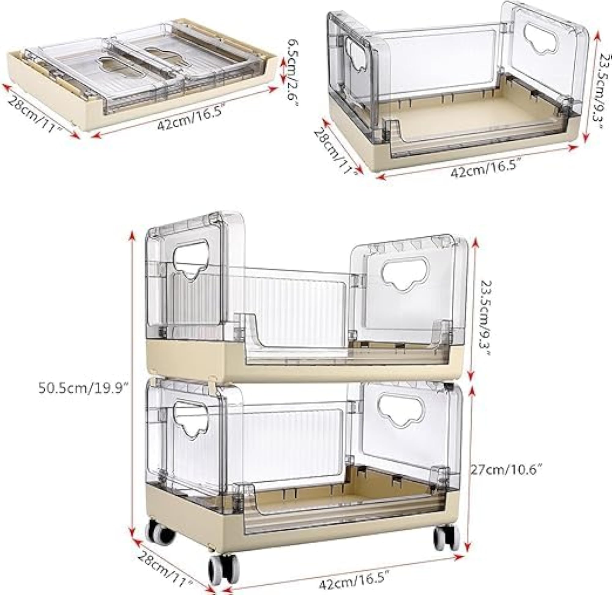 Transparent 2-Tier Fruit and Vegetables Storage Cart