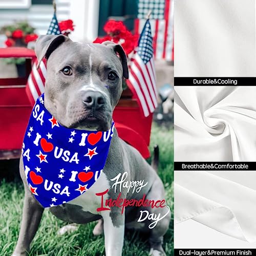 4Th Of July Dog Bandanas 2 Pack, Triangle Reversible American Flag Pet Patriotic Scarf For Boy And Girl, Premium Durable Fabric, Usa Bandana For Medium Large And X-Large Dogs (One Size, 4Th Of July) #TOP4