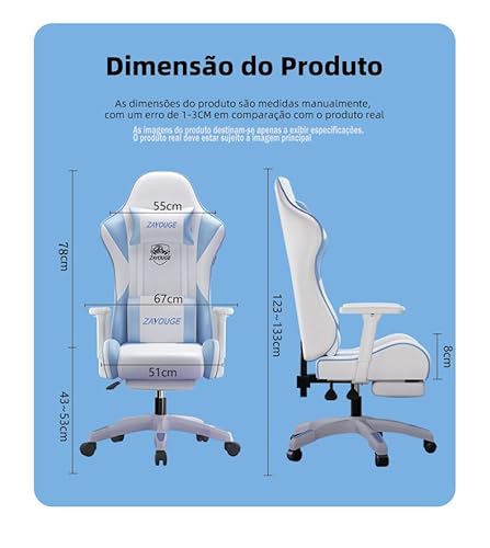 Cadeira gamer com apoio para os pés e com apoio de braço 3D, ajuste de altura de assento reclinável