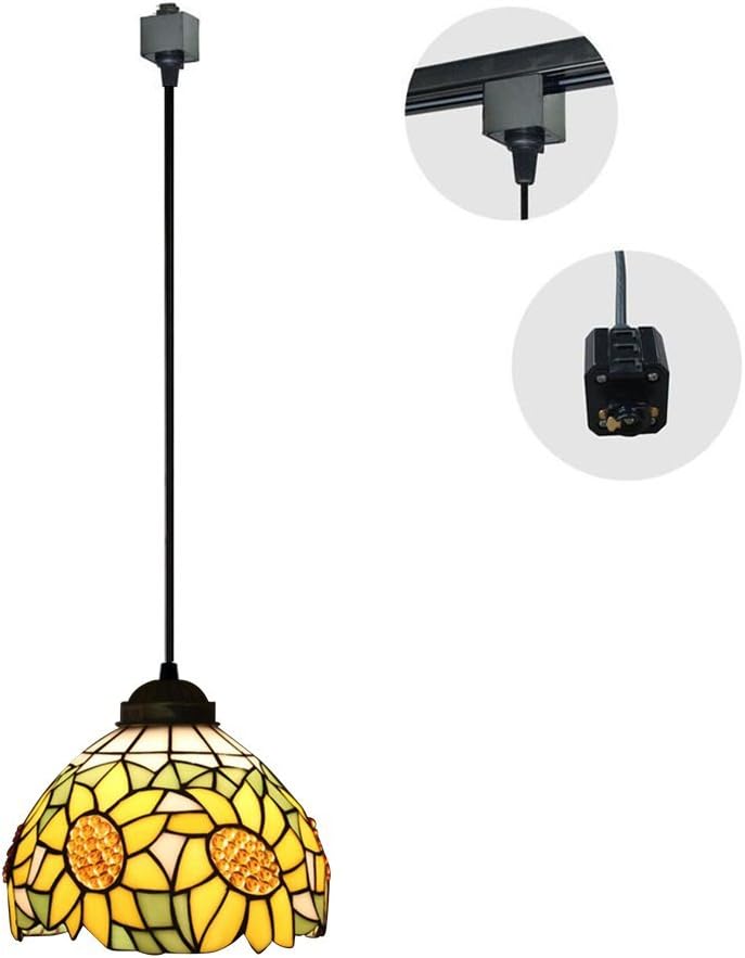 Kiven H-Type 3 Wire Glass Track Light Pendants -Cord Length 3.3 Feet -Sunflower Pendant Fixture