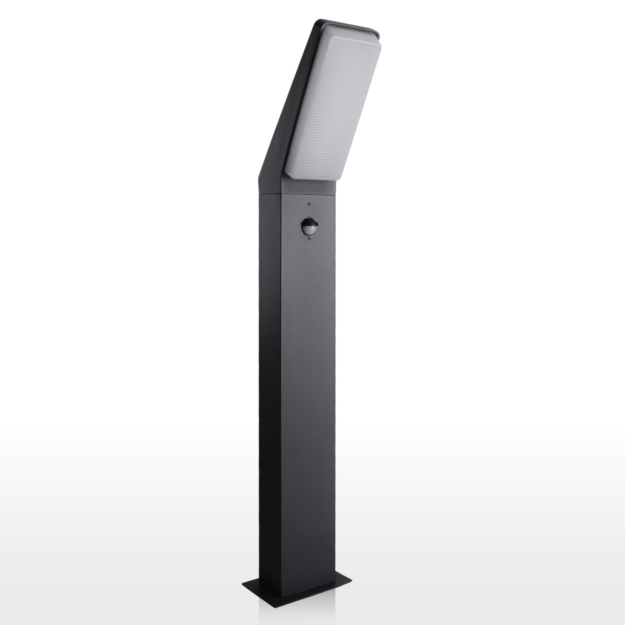Maxkomfort EVA Wegeleuchte LED Anthrazit mit Bewegungsmelder - 12W Warmweiß IP65 Wetterfest 230V Aluminium Sensor Pollerleuchte & Standleuchte für Außen Garten Terrasse & Einfahrt