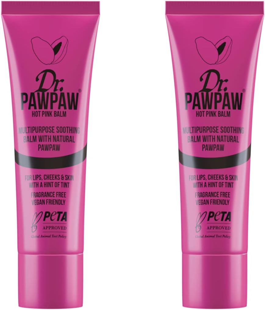 Dr. PAWPAW Hot Pink Balm 10ml x2 Multipack MultiPurpose Balm, PawPaw Lip Balm, Lip Balm