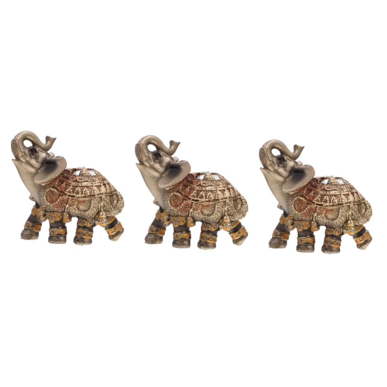 Amosfun 3 Pz ornamenti di elefanti piccola statua di elefante giocattolo modello elefante boho arredamento gadget casa modello di da tavolo decoro in resina Golden