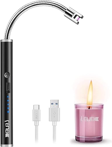 Encendedor de velas, encendedor de arco de carga USB mejorado con cuello flexible de 360, velas de encendido adecuadas, estufas de gas, camping,