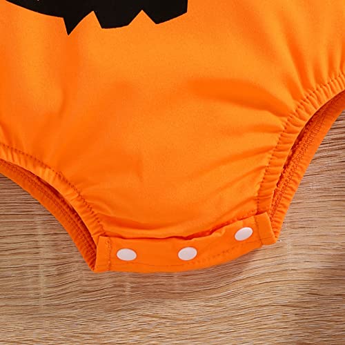 Macacão infantil meninos meninas sem mangas Halloween abóbora cosplay fantasia body manga longa cami