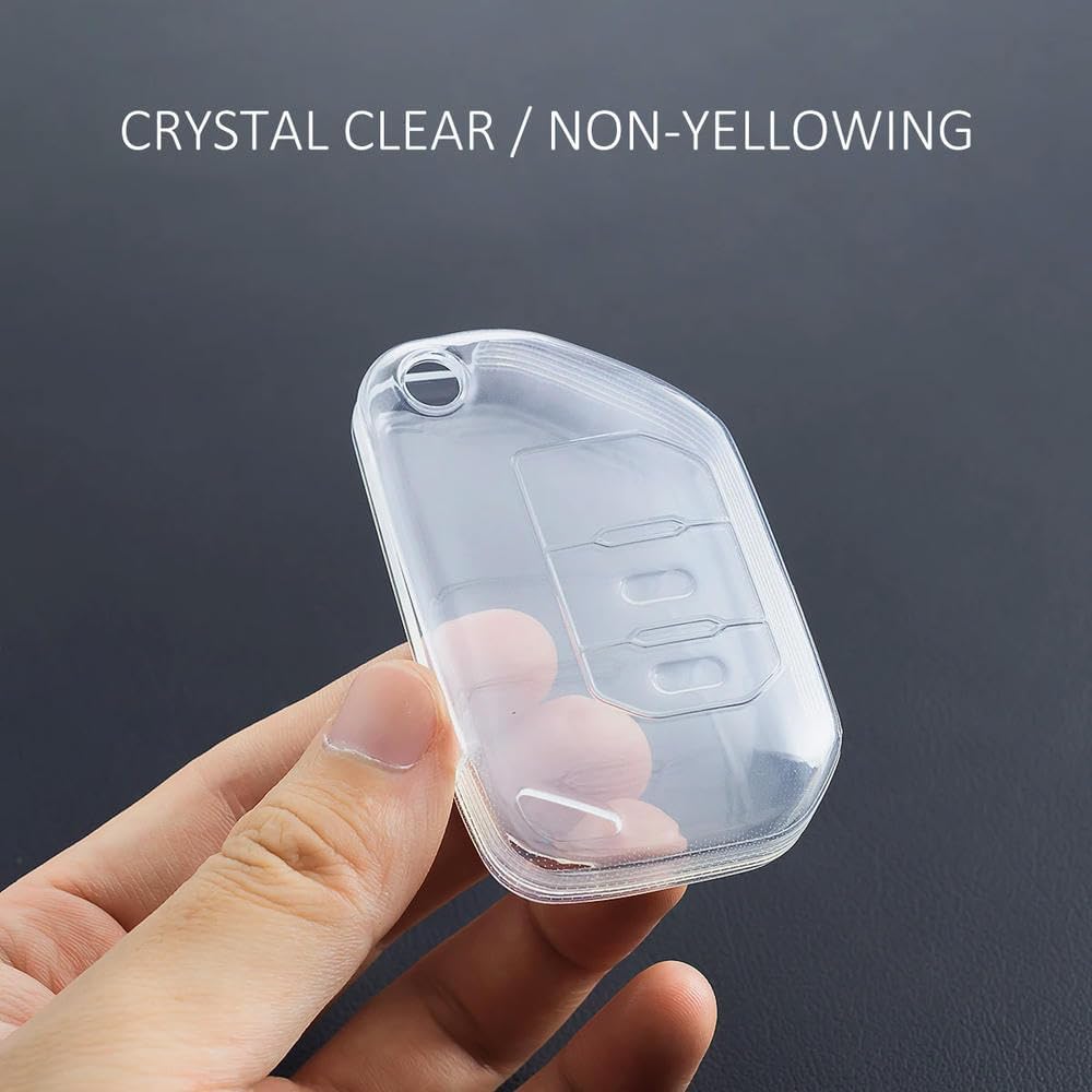Slim Car Key Fob Case Cover Keychain Accessories Black Transparent for Jeep Wrangler JL Gladiator JT 2018-2025
