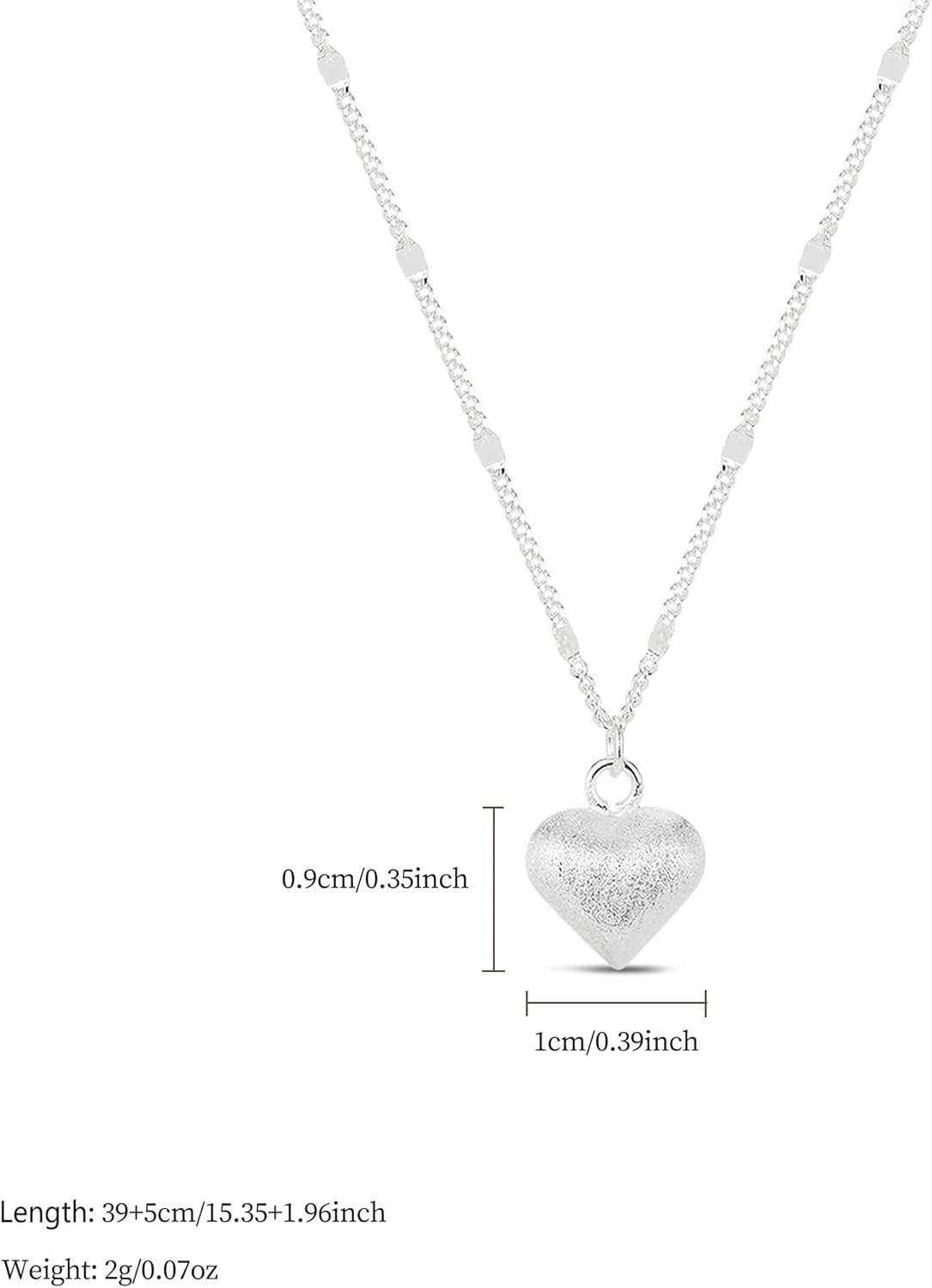 SUYACS Sparkly Love Heart Necklaces for Women 925 Sterling Silver Cute Bling Shiny Big Sweet Heart Choker Pendant Necklace Minimalist Chain Mother's Day Jewelry Gifts for Mom Girlfriend