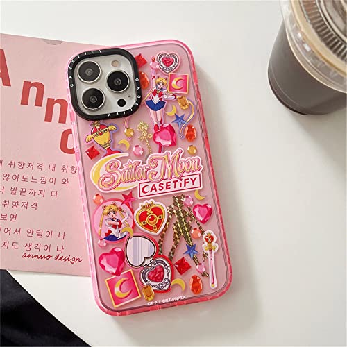 Kimzozkoala For Iphone 14 Pro Max Case Cover, Cute Japanese Anime Sailor Moon Case Sticker Label Girl Pink Clear Shockproof Transparent Soft Phone Case Back Cover (For Iphone 14 Pro Max) #TOP4