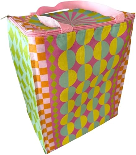 Insulated Soft Cooler Bag - Harlequin Sorbet Designer Hamper | Unique Designn, Zippered Closure, Inner shell: Foil Thermoreflective metallic foil Outer Shell: is Recycled Fibre Bond