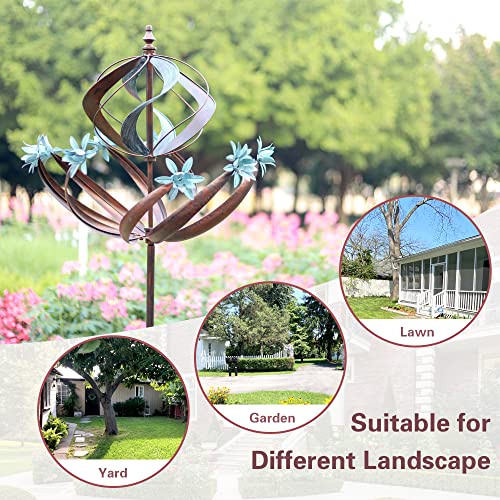 Winwindspinner Outdoor Metal Wind Spinners For Yard Garden - Kinetic Yard Garden Wind Spinner, Gifts For Birthday, Mother's Day, Anniversary, Housewarming, Christmas (W26 X H86) #TOP3