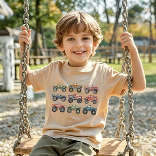 Image of Kids Short Sleeve Tees Toddler Crewneck T-Shirts Boys Girls Dino Raccoon Excavator Silly Goose Flower Girl Tops 2-7 Years