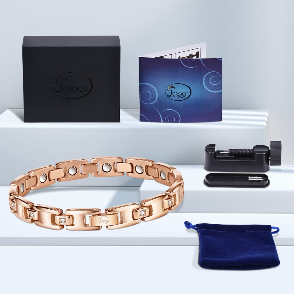 JEROOT Bracciale Magnetico Dimagrante In Titanio, Catena in Ematite Lucida da Dona Bracciale Magnetico Alla Moda, Bracciale Per La Perdita Di Peso