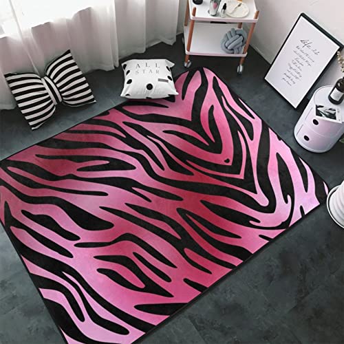 Area Rugs For Living-Room, Zebra Tiger Leopard Pink Printed Bedroom Carpets Non-Slip Floor Mat, Office 60X39 Inch Rugs #TOP2