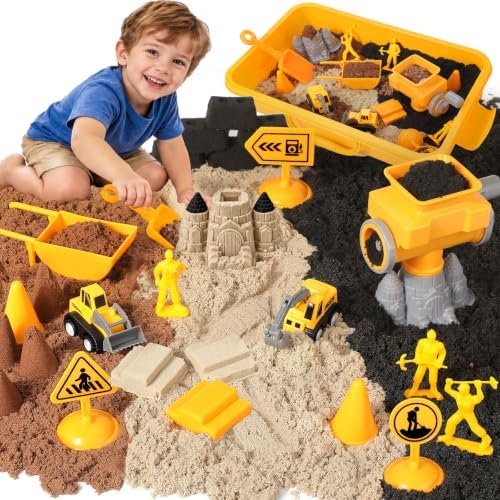Sensory Sand Bin Toy for Kids 3+ Years Old, Construction Themed